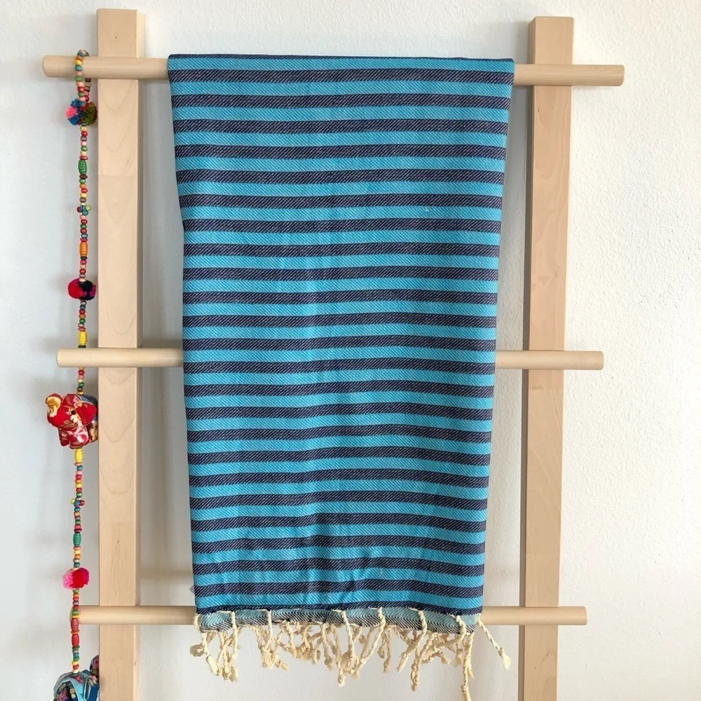 Herringbone striped woven Turkish cotton towel